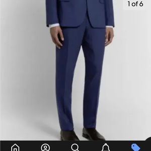Original Penguin Men's 36x 32 Slim Blue Wool Bland Suit Pants